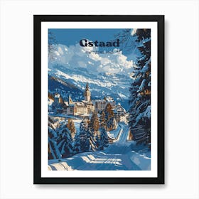 Gstaad Switzerland Ski Resort Travel Art Illustration Art Print