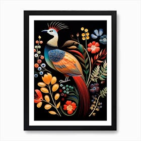 Folk Bird Illustration Pheasant 2 Art Print