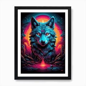 Psychedelic Wolf 5 Art Print