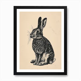 Harlequin Blockprint Rabbit Illustration 3 Art Print