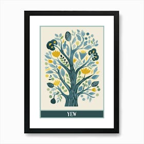 Yew Tree Flat Illustration 6 Poster Art Print