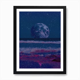 Sea Moon Ocean Collage Art Print