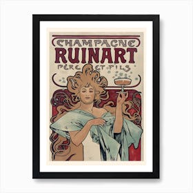 Vintage French Champagne Advertisement Poster, Ruinart Art Print