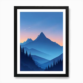 Misty Mountains Vertical Composition In Blue Tone 199 Art Print