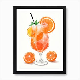 Aperol With Ice And Orange Watercolor Vertical Composition 49 Art Print