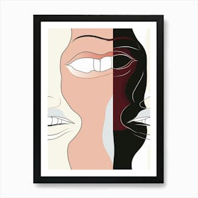 Minimalist Peach Face Line Illustration Art Print