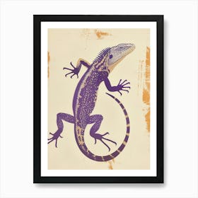 Purple Lesser Antillean Iguana Block Print 4 Art Print