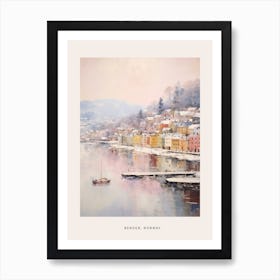 Dreamy Winter Painting Poster Bergen Norway 4 Art Print