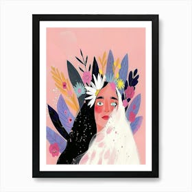 Woman With A Flower Crown Poster