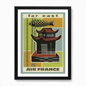 Far East Air France Vintage Travel Poster, Guy Georget, 1956 Art Print