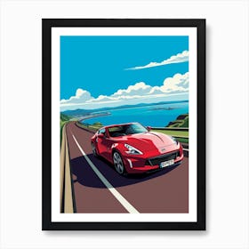 A Nissan Z In Causeway Coastal Route Illustration 4 Art Print