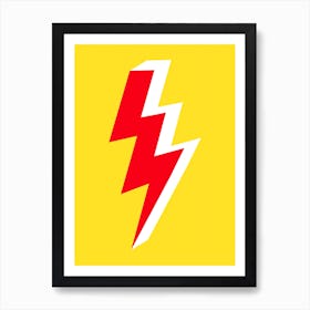 Triple Lightning Thunder Bolt in Red and Yellow Art Print