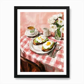 Pink Breakfast Food Poached Eggs 2 Art Print