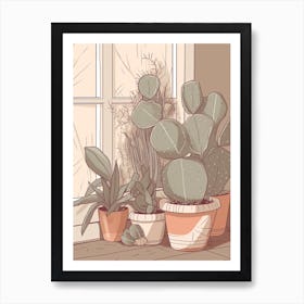 Cacti House Illustration 3 Art Print