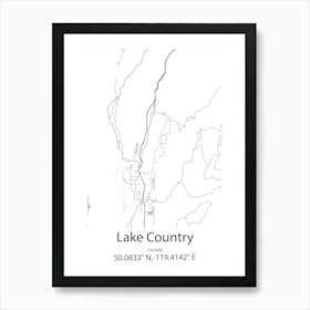 Lake Country,Canada Minimalist Map Art Print