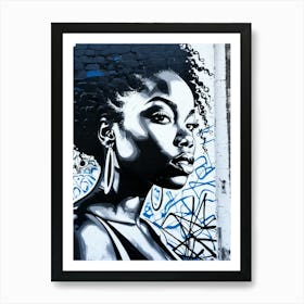 Graffiti Mural Of Beautiful Black Woman 132 Art Print