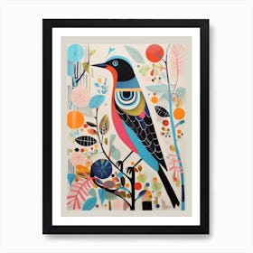 Colourful Scandi Bird Robin 4 Art Print