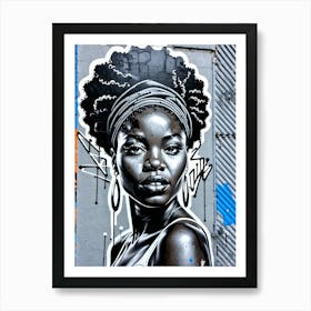 Graffiti Mural Of Beautiful Black Woman 368 Art Print