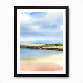 Beadnell Bay Beach 2, Northumberland Watercolour Art Print