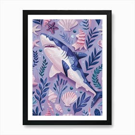 Purple Smallscale Cookiecutter Shark Pattern Art Print