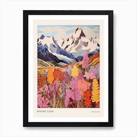 Mount Cook New Zealand 6 Colourful Mountain Illustration Poster Art Print