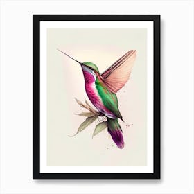 Anna S Hummingbird Retro Drawing 2 Art Print