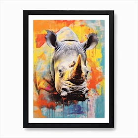 Rhino Colourful Screen Print Inspired 2 Art Print