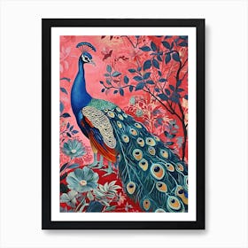 Floral Animal Painting Peacock 3 Art Print