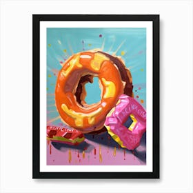 Doughnuts Oil Painting 1 Art Print