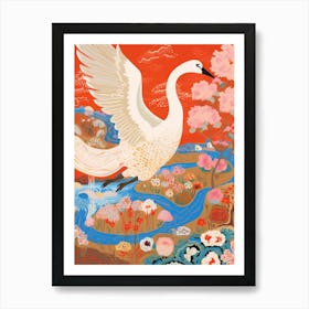 Maximalist Bird Painting Swan 4 Art Print