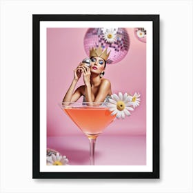 Disco Daisy Martini Art Print