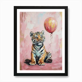 Cute Bengal Tiger 2 With Balloon Art Print