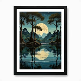 William Morris Full Moon Over The Water Art Print