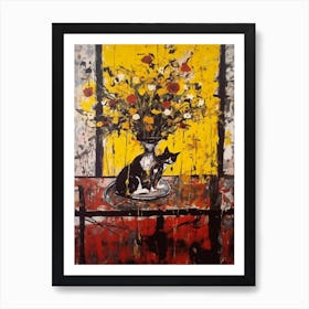 Statice With A Cat 2 Abstract Expressionism  Art Print