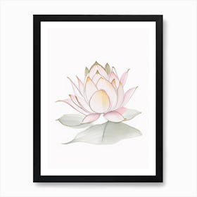 Lotus Flower, Buddhist Symbol Pencil Illustration 1 Art Print