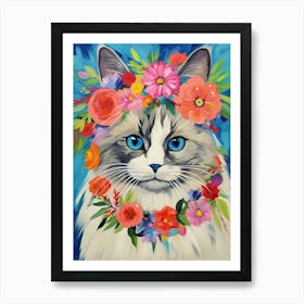 Birman Cat With A Flower Crown Painting Matisse Style 3 Art Print