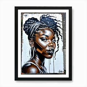 Graffiti Mural Of Beautiful Black Woman 353 Art Print