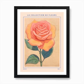 Rose French Flower Botanical Poster Art Print