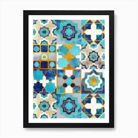 Spanish moroccan tiles inspiration // blue ceramics Marrakesh Andalusian inspired Art Print