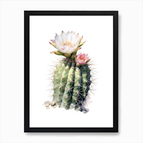 Austrocylindropuntia Subulata Cactus Watercolour Drawing 2 Art Print