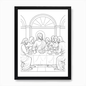 Line Art Inspired By The Last Supper 11 Art Print