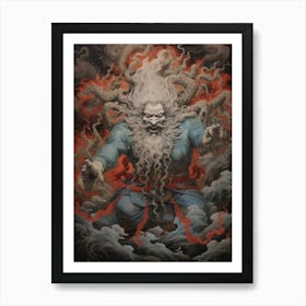 Raijin Thunder God Japanese Style 3 Art Print