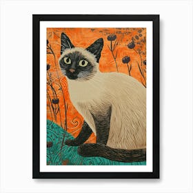Balinese Cat Relief Illustration 4 Art Print