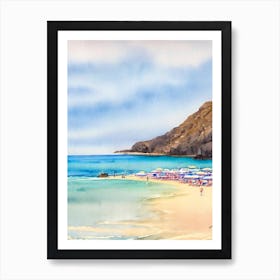 Amadores Beach 3, Gran Canaria, Spain Watercolour Art Print