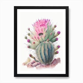 Echinocereus Cactus Pastel Watercolour 1 Art Print