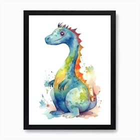 Parasaurolophus Cute Dinosaur Watercolour 7 Art Print