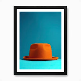 Orange Fedora Hat, Minimalism Art Print