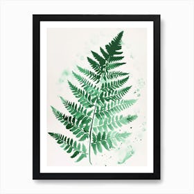 Green Ink Painting Of A Holly Fern 2 Art Print