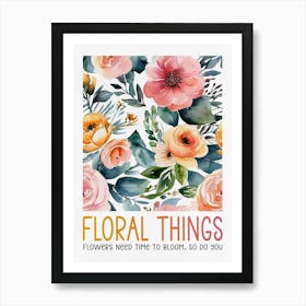 Watercolor Colorful Flowers Art Print