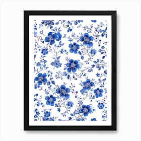 Blue And White Floral Pattern 21 Art Print